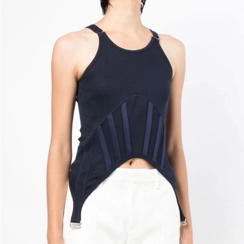 Unisex Dion Lee Navy Corset-Style Tank Top